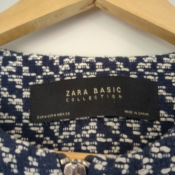 Zara Blazer Jacket Women's Medium Tweed Zippers Pockets Classy Business - Picture 5 of 12